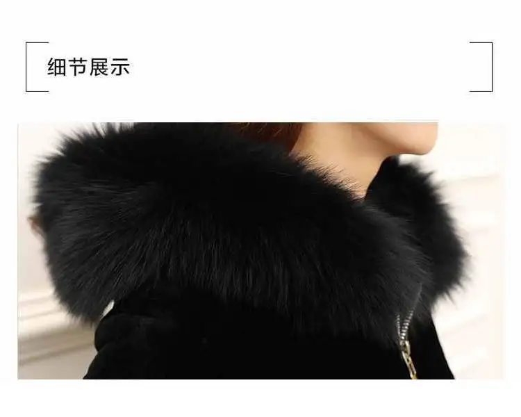 Women Clothes Hooded Large Fur Collar Faux Fur Sheep Shearing Coat Female Long Section Winter Thick Plush Coat Women Coat