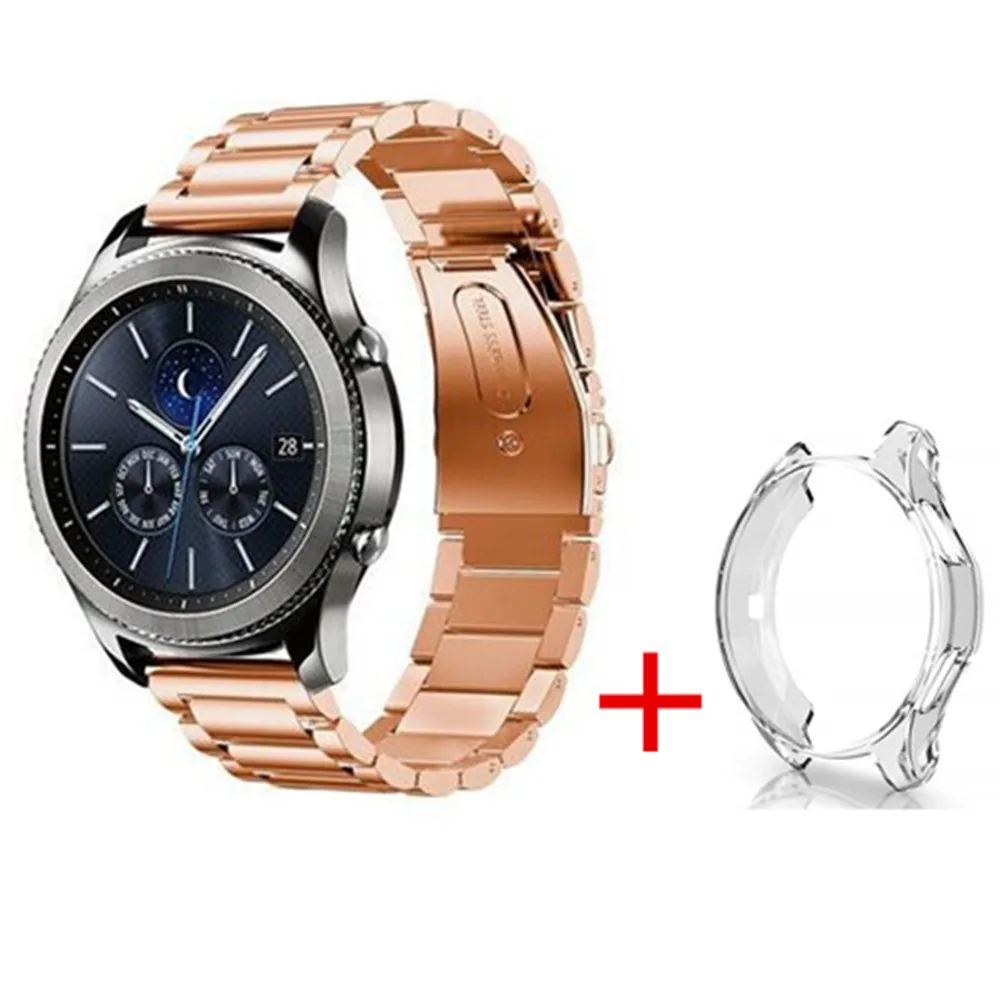 46 мм чехол + ремешки из нержавеющей стали для Samsung Gear S3 Classic/Frontier Link браслет 22