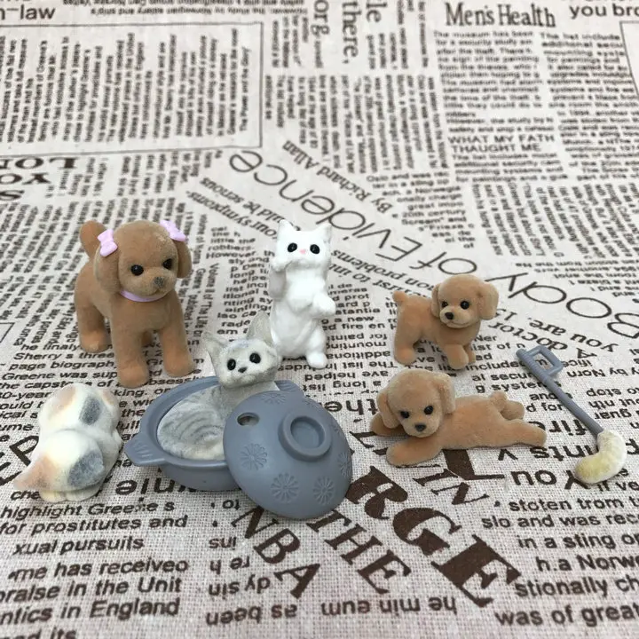 

mini figure flocking puppy dog set model toy gifts