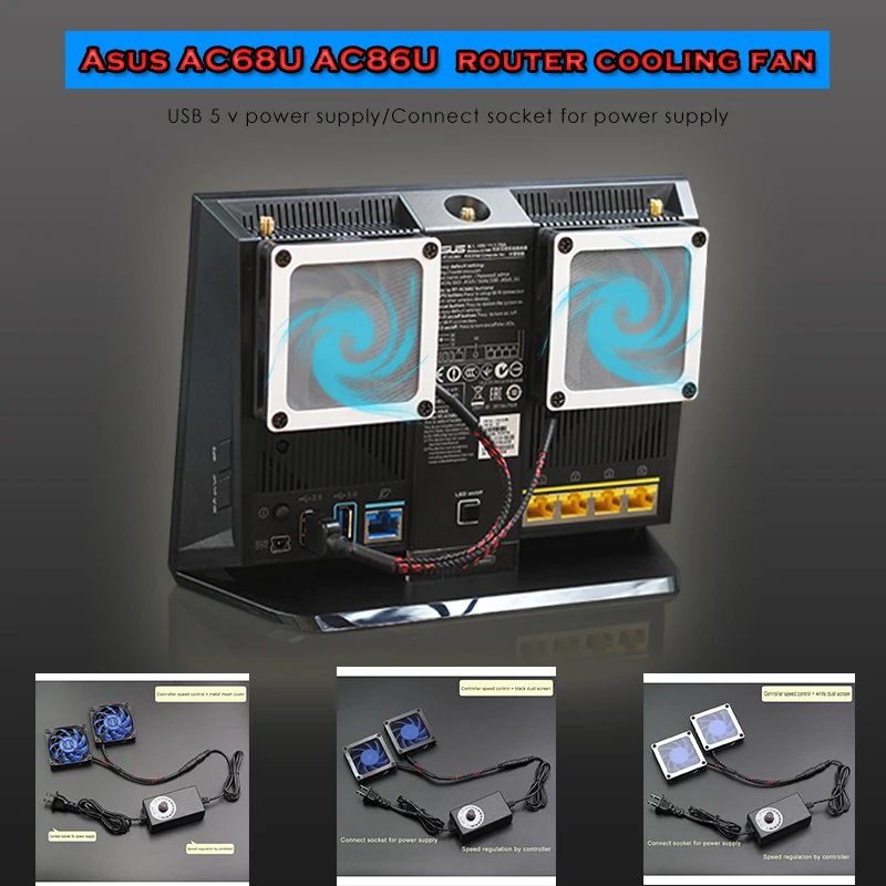 Beste Asus Ac68u EX6200 AC15 AC68U 70mm koelventilator radiator USB power stille koeling temperatuur Snelheid regelende controller