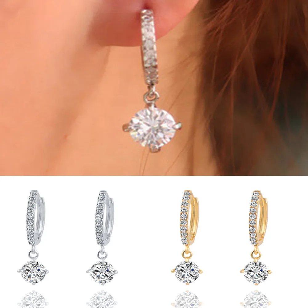 

Tooayk 1 Pair Women Fashion Crystal Rhinestone Round-shaped Ear Stud Earrings boucle d'oreille femme 2018 pendientes earings P#