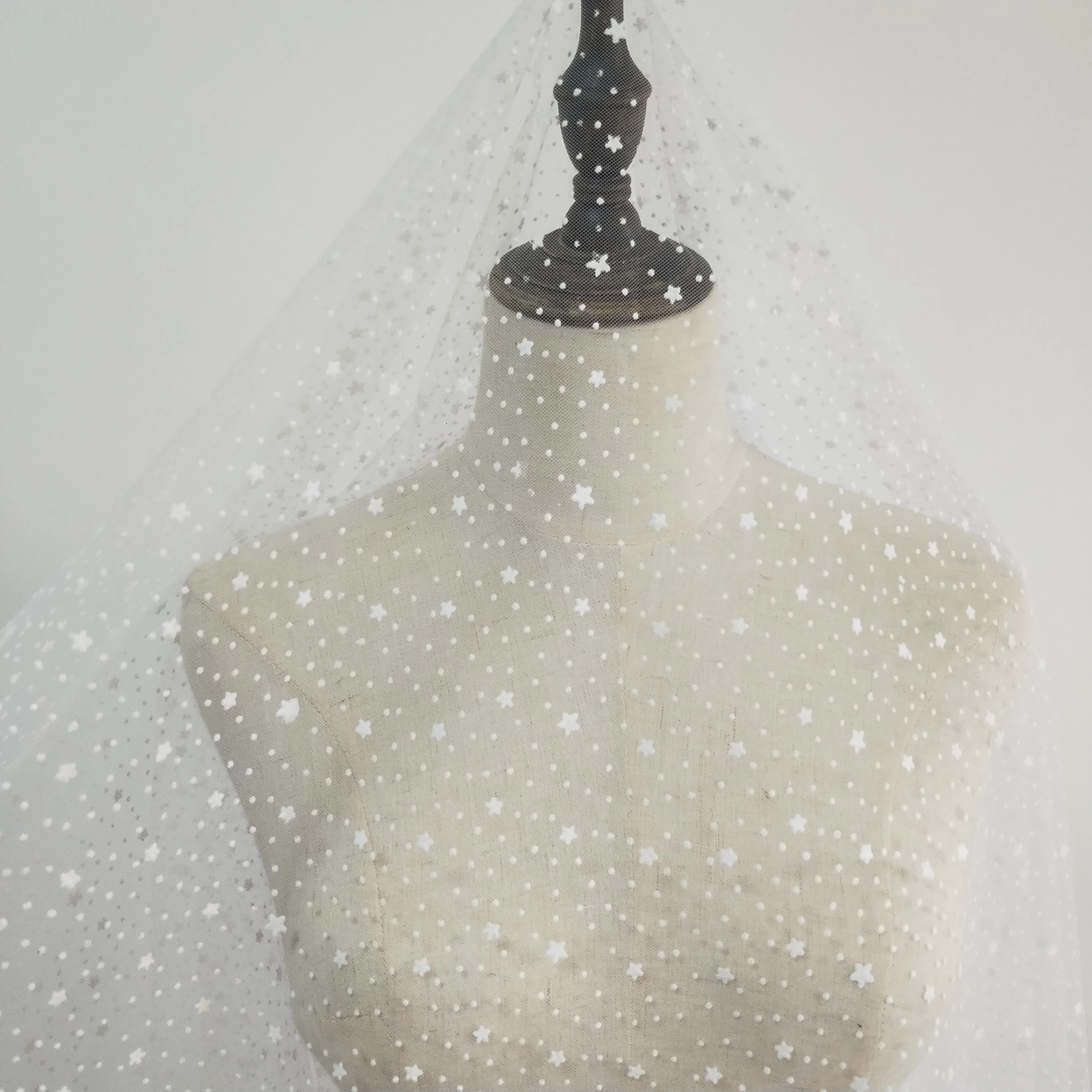 Белые Звезды сетчатая ткань одежда кукла лицо ткань платье свадебная вуаль DIY ювелирные изделия аксессуары из кружевной ткани отделка