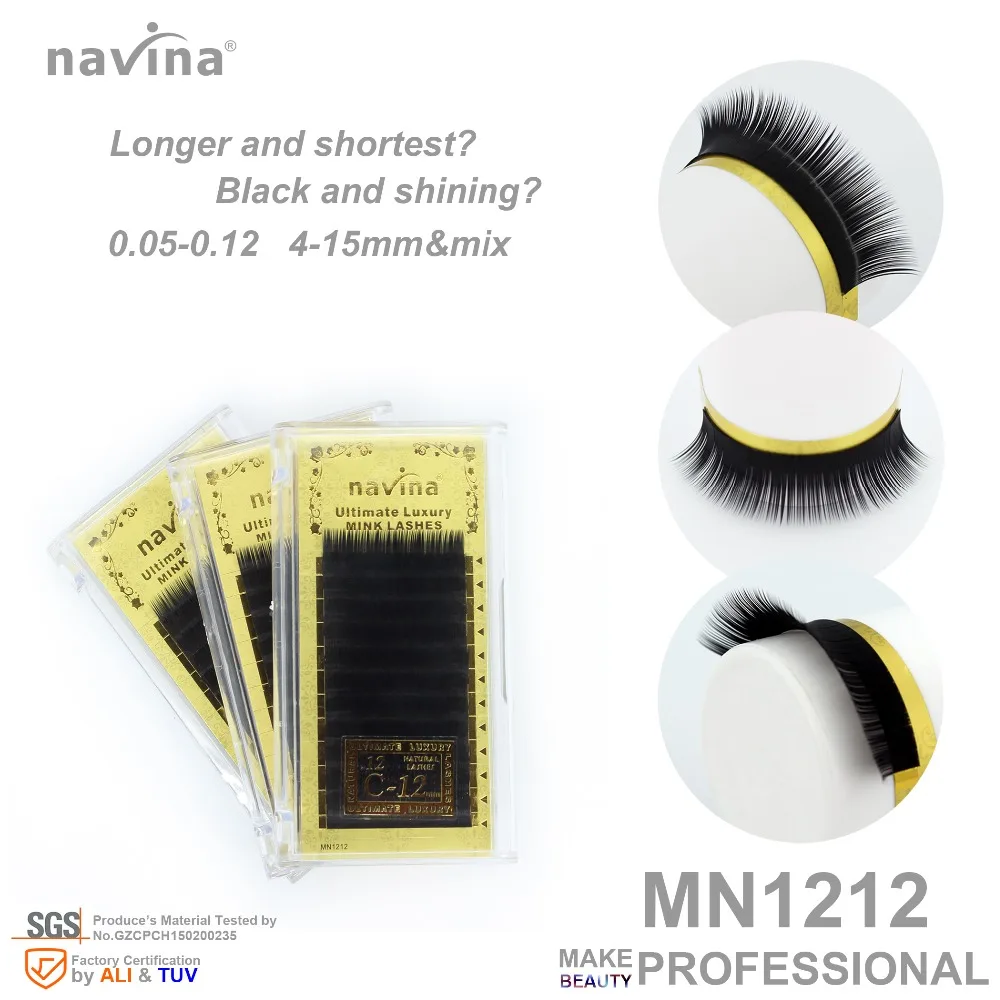 

navina False eyelashes of makeup, super shining and amazing black, easily work and washable, thickness 0.07-0.15,length 4-15mm
