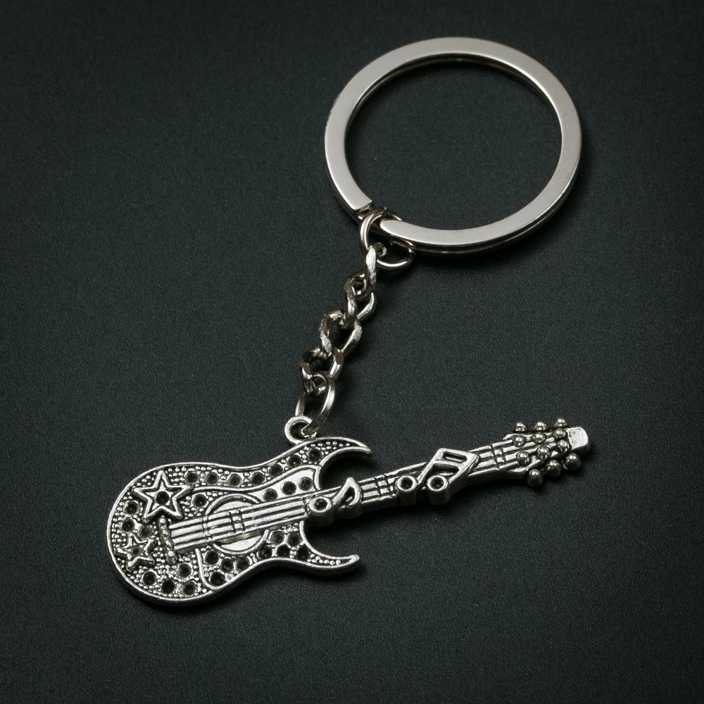 

Fashion Creative guitar Keychain Metal gun Charm key ring For Gift Car Key Chain Jewelry
