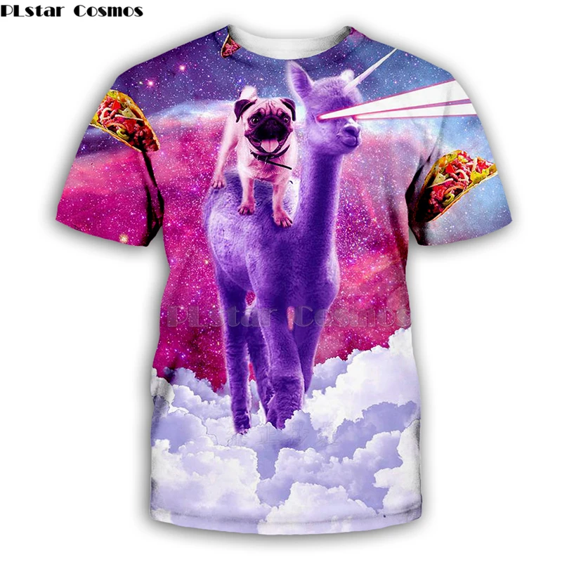 

Starry sky rainbow Alpaca dog t shirts men/women 3d t Shirt Summer Tops Tees Clothing funny Short Sleeve Casual Wear-10
