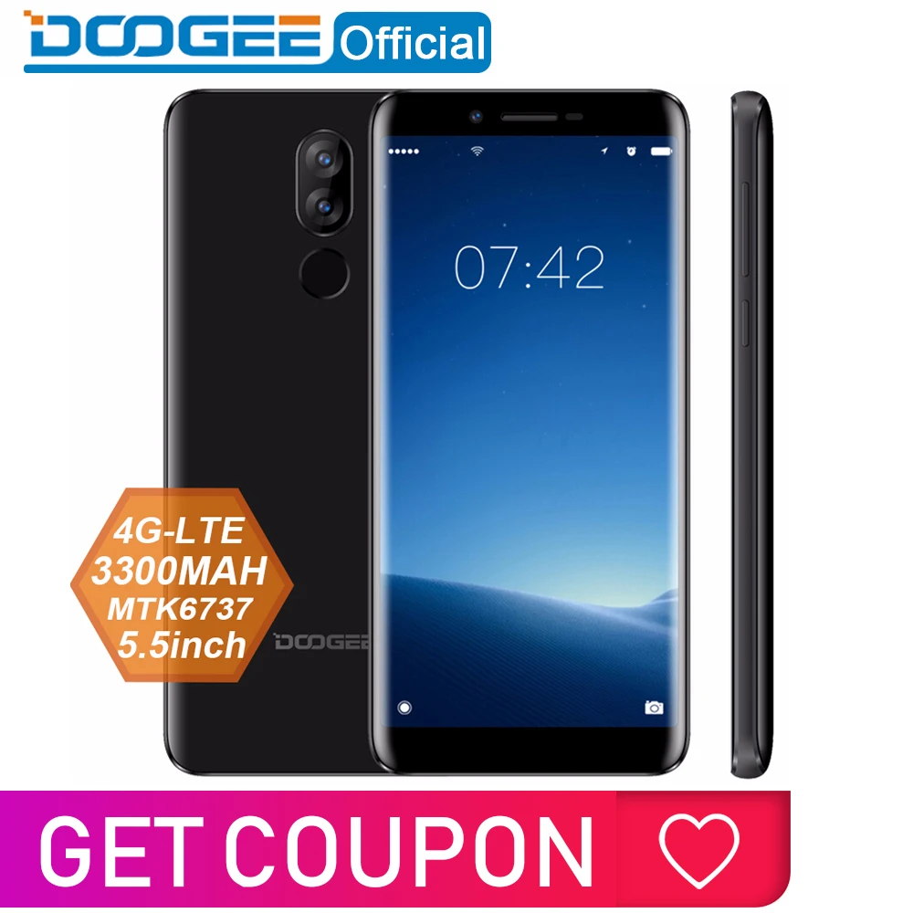  DOOGEE X60L 5.5'' 4G Network MTK6737 Quad Core 2GB RAM 16GB ROM 4G Dual Camera 13.0MP Android 7.0 3
