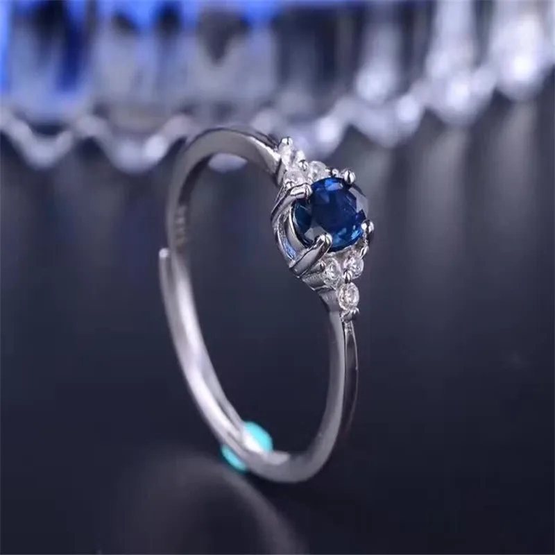Женское кольцо из стерлингового серебра 925 пробы с сапфиром, ювелирное изделие для помолвки и свадьбы, модное кольцо с синим сапфиром - Цвет камня: Синий