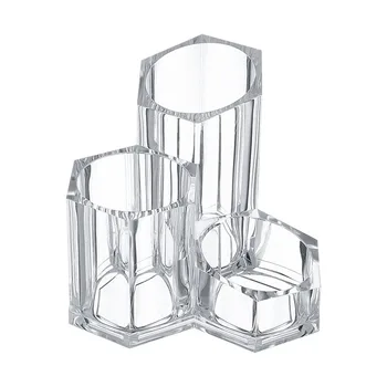 

2pcs Makeup Brush Holder Storage Box 3 Compartments Creative Plastic Case Canister For Makeup Brushes