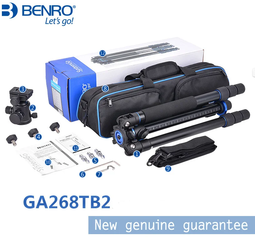 Benro GA268TB2 Алюминиевый Гибкий штатив комплект портативная цифровая камера шаровая
