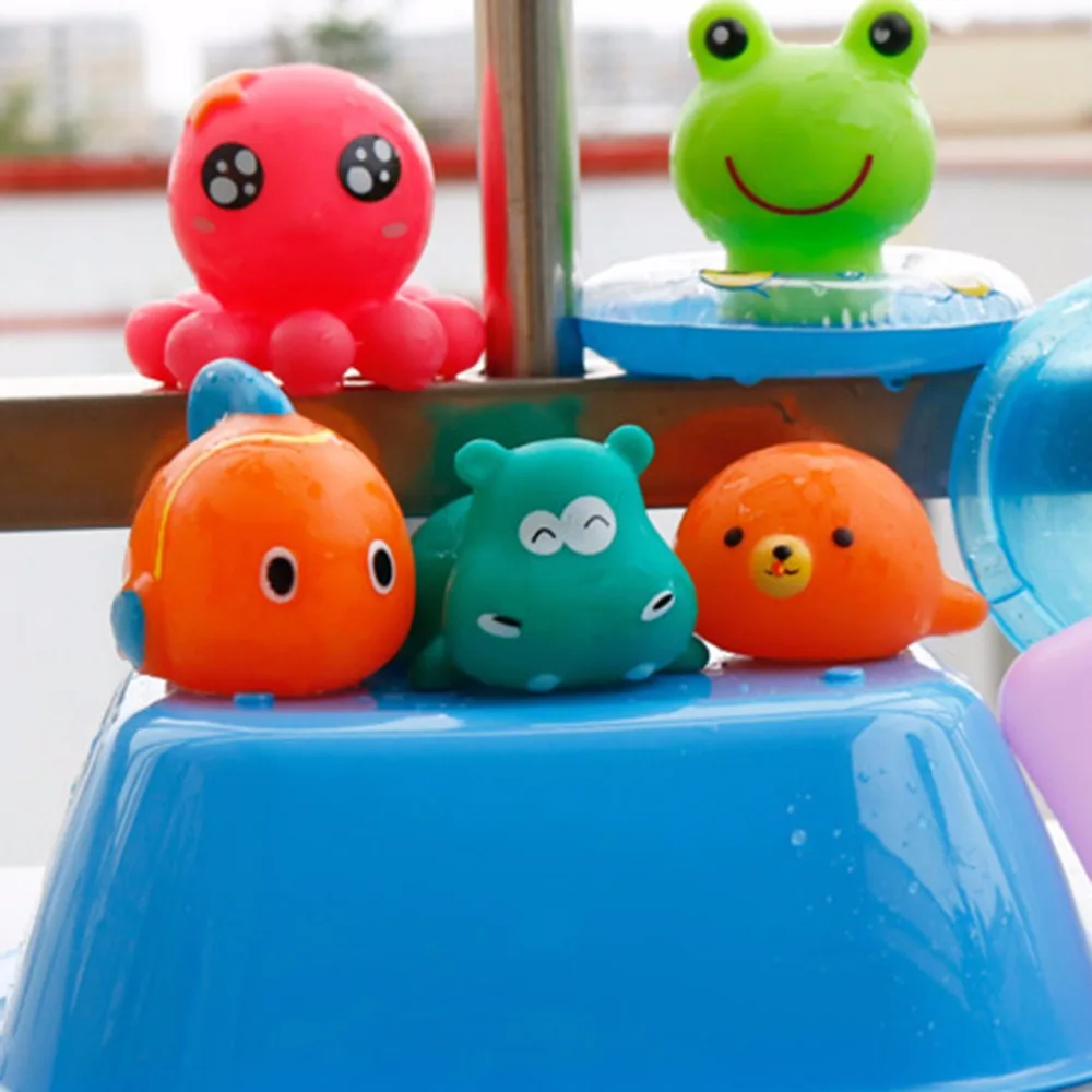 9 шт./компл. игрушечные лошадки для ванной в ванная комната детские игрушки детей спрей воды животных мягкие резиновые игрушки утка зеленая
