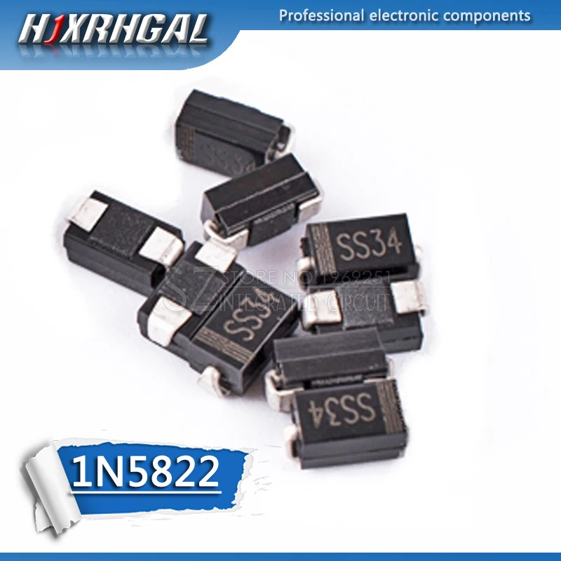 100 шт. Диод Шоттки 1N5822 SS34 5822 SMD SMA IN5822 ss34 | Электронные компоненты и принадлежности