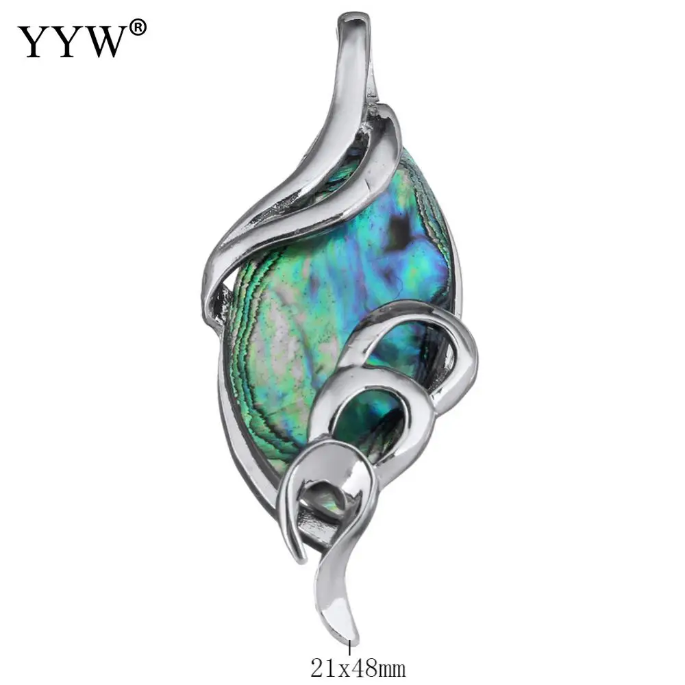 

YYW Women Accessories Jewelry Real Natural Abalone Shell Pendants Silver-color Charm Mother of Pearl Shell Drop Dangle Pendants