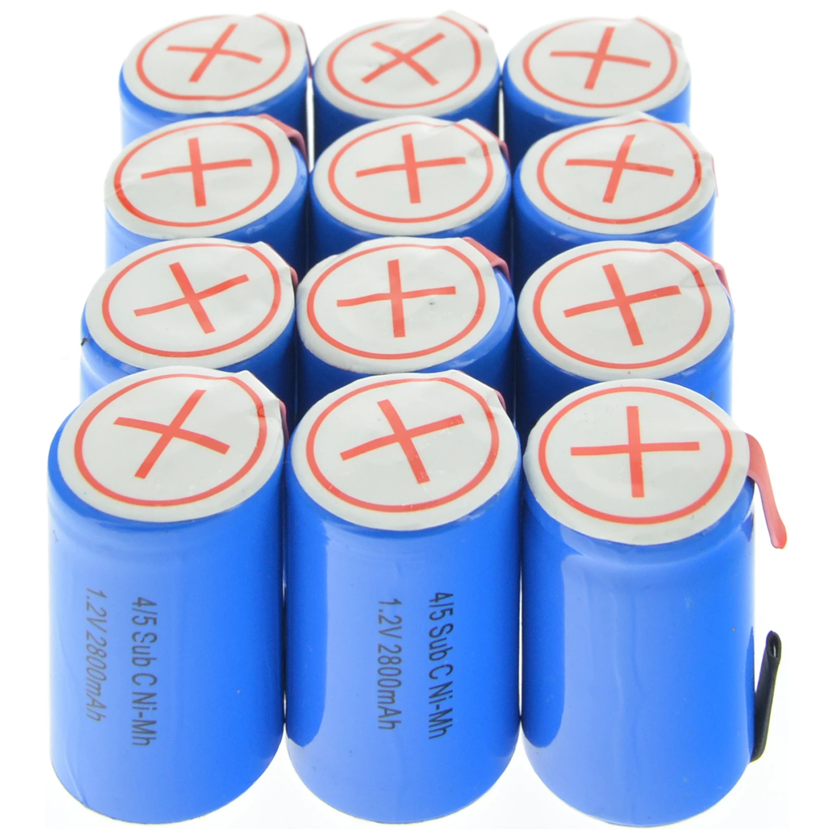 12 шт 2800mAh 1,2 V Ni-MH 4/5 SubC Sub C аккумуляторная батарея синяя батарея с вкладкой