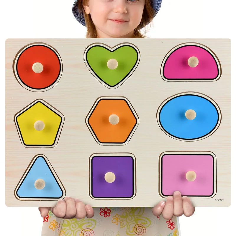 Детские 3D головоломки, деревянные игрушки, красочные геометрические формы, познавательные деревянные головоломки для детей раннего обучения, Обучающие игрушки Монтессори - Цвет: A13