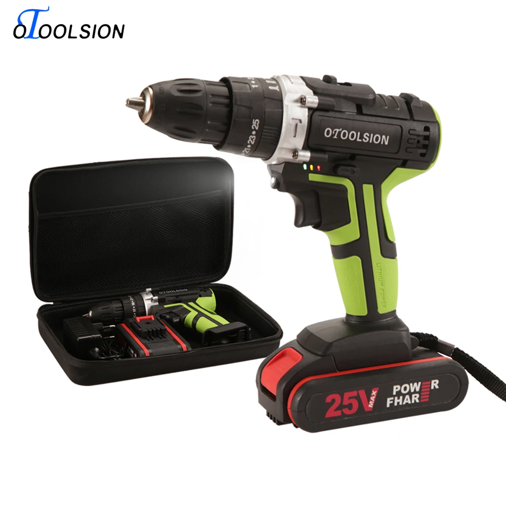 

25V Impact Power Tools 25+3 Torque Impact Drill Multifunctional Electric Tools Cordless Drill Power Drill Cordless +Tool Bag
