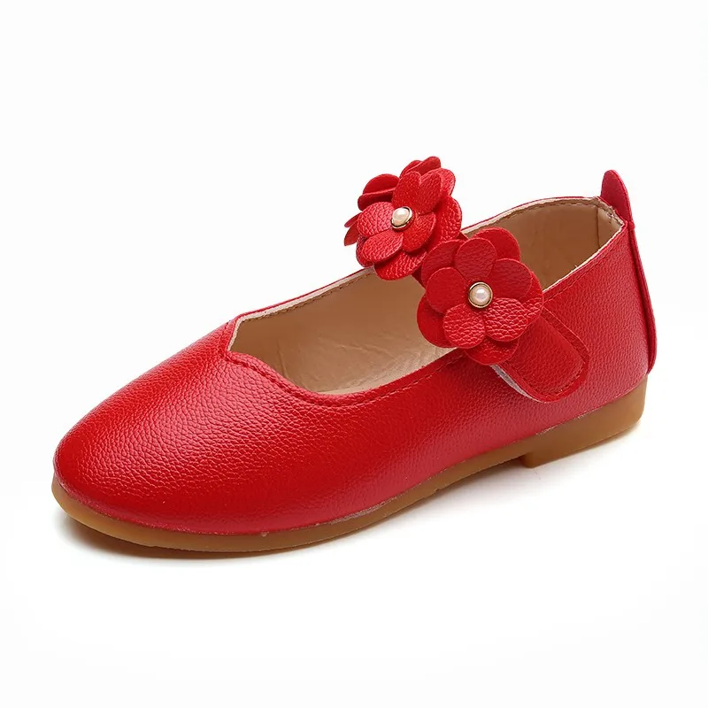 ARLONEET кожаные туфли принцессы для маленьких девочек; однотонные туфли принцессы с цветочным узором для маленьких девочек; мягкие туфли принцессы для танцев; W0116 - Цвет: RD