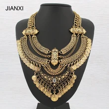 JIANXI, новинка, винтажное модное богемное ожерелье с монеткой и подвеской, воротник, сплав, кисточка, большие ювелирные изделия, ретро бренд