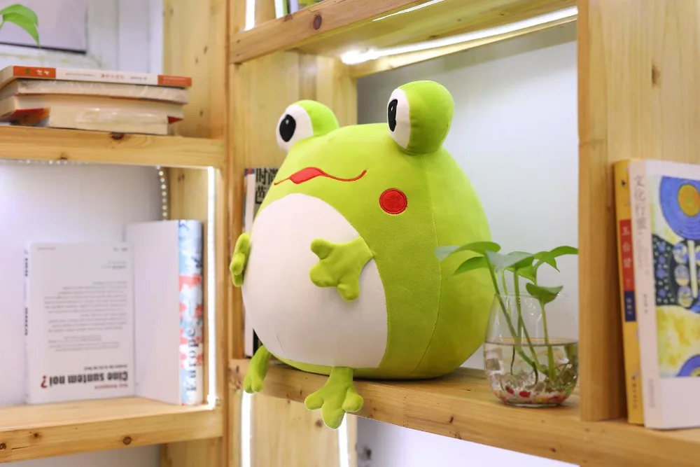 35cm Cute Expression Frog Plush Toy Soft Cartoon Animal Frog Stuffed Doll Sofa Bed Pillow Cushion Household Items Kids Best Gift