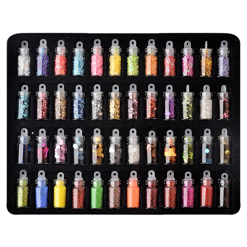 48 botellas/Set juego de decoración de uñas brillo platino pintura uñas arte lento vida divertida 48 botellas/Set juego de decoración de uñas brillo platino pintura uñas arte lento vida divertida