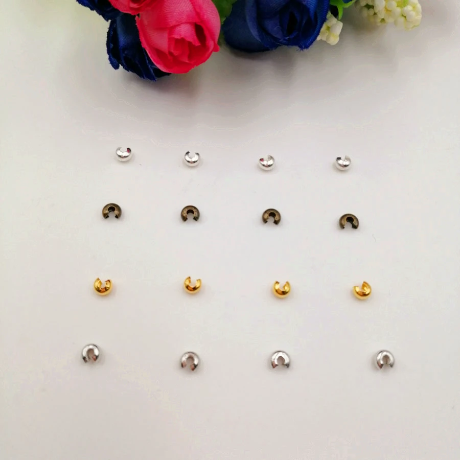 

100pcs 3mm Silver/Gold/Rhodium/Bronze Crimp End Beads DIY Jewelry Accessories For Bracelet Necklace Jewelry Making Accessories