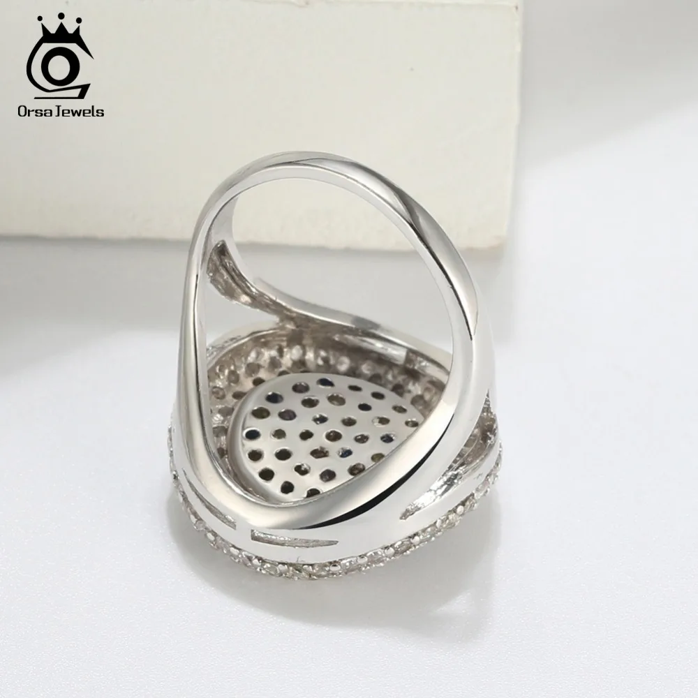 ORSA JEWELS Luxury Women Ring AAA Full Pave Colorful Dazzling CZ Female Wedding Party 2019 Fashion Trendy Girl Jewelry OR157