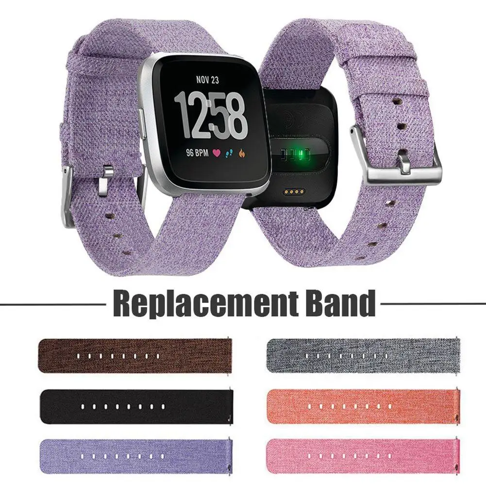 

Adjustable Canvas Replacement Wrist Band Metal Clasp Bracelet for Fitbit Versa new