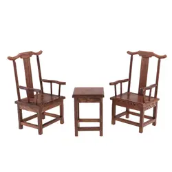 Винтажный кукольный домик твердый венге миниатюрная мебель украшение-чайный стол с 2 Набор стульев