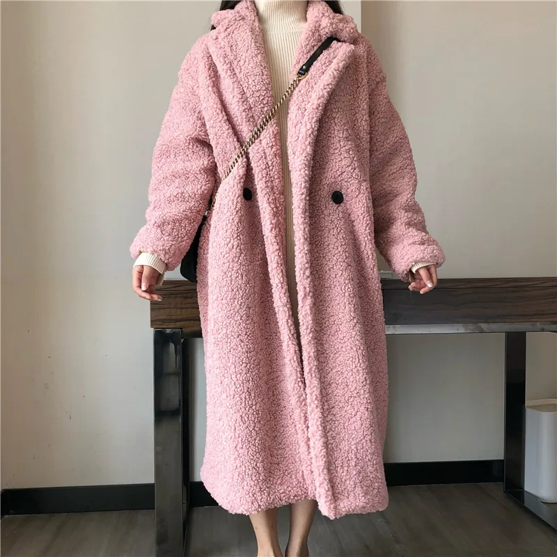 Winter thick teddy coat women high street oversize coats ladies lamb wool coat faux fur coat woman warm jacket overcoat
