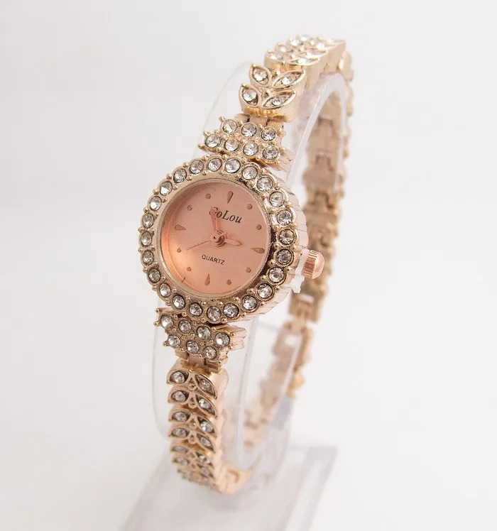 Горячая Распродажа, модные часы из розового золота для женщин, женские часы с кристаллами, кварцевые наручные часы, relogio feminino G-022 - Цвет: Золотой
