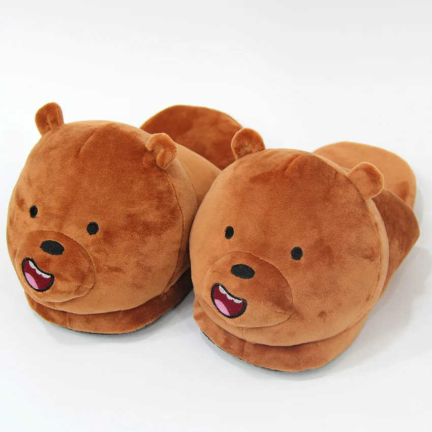 Millffy/милые плюшевые тапочки We are Bear Мягкие с рисунком медведя Цвет серый белый