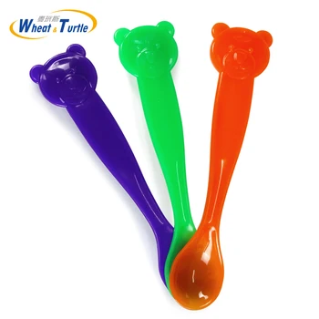 Baby Utensil Children's Tableware Safety Care Temperature Sensing Training Silicone Spoon Kids Flatware Feeding Ice Cream Spoon 2017 new safety soft spoon baby flatware feeding spoon transparent newborn soft silicone flatware lovely gifts for kids 3 colors