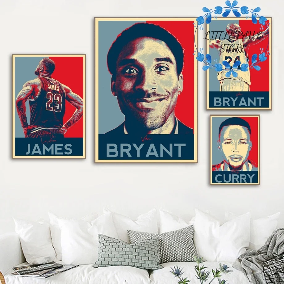 

Kobe Bryant Stephen Curry LeBron James Basketball Art Canvas Poster Wall Picture for Room No Frame