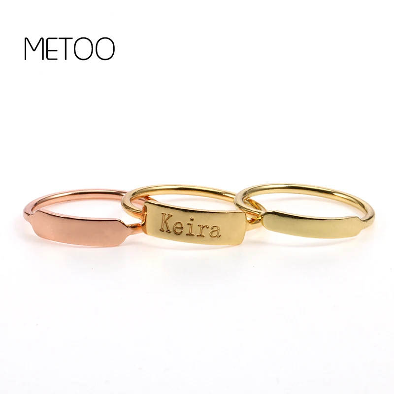 

METOO 2019 Gold Personalized Gift Customize Ring Engraved Name Rings for Women Couples Friend Party Anniversary Jewelry