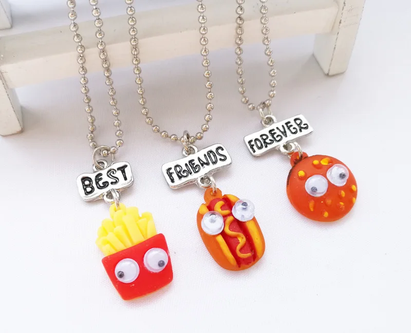 3 шт./компл. кулон для детей Best Friends Forever Hamburgers хот доги BFF 3|Ожерелья с подвеской| |