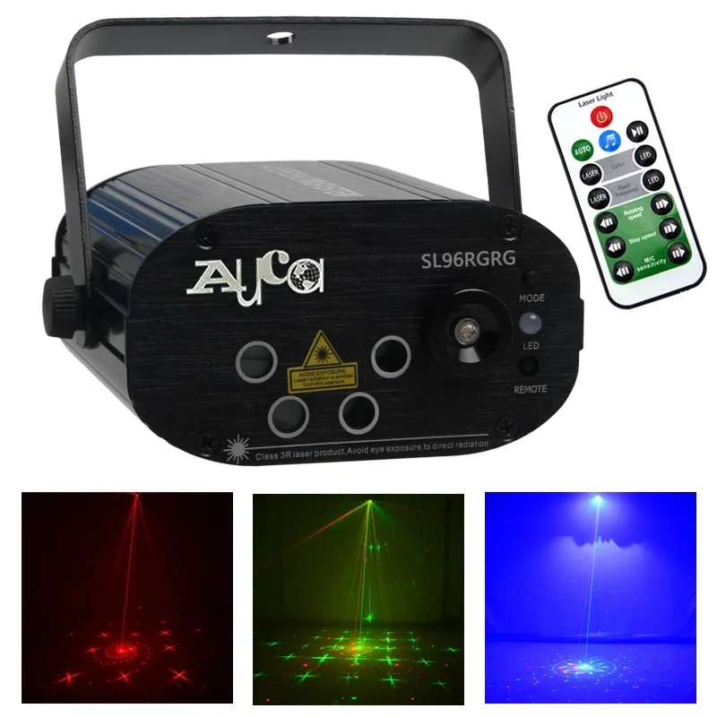 

AUCD Mini Remote 96 Patterns Double RG Laser & Blue LED Mixed Projector Stage Lights Disco Xmas Bar DJ Home Party Show Lamp SL96