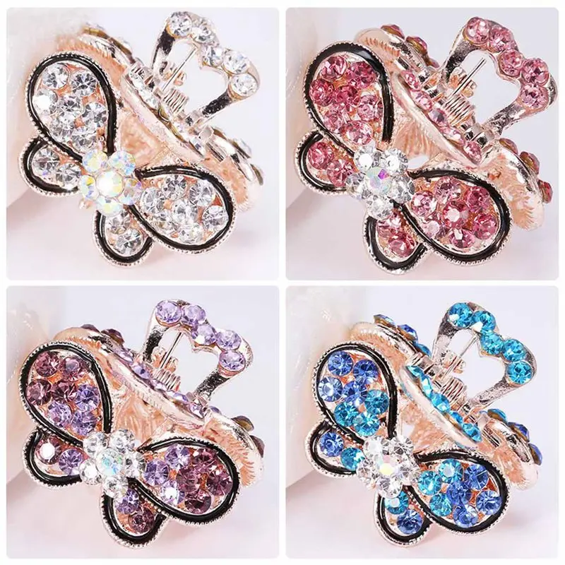 

Women Hair Clip Girl Crystal Alloy Retro Big Butterfly Flower Barrettes Hairpins Hair Bow Rhinestone Jewelry Accessories