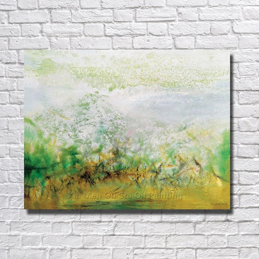 

New Design 100% Handpainted Abstract Green Landscape Oil Painting On Canvas Modern Living Room Wall Decor Pictures no Framed
