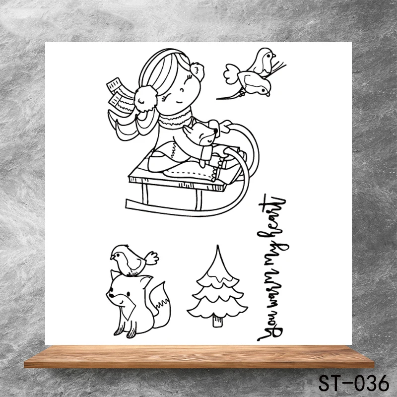 

Girl who loves skiing Transparent Clear Stamps DIY Scrapbooking Album Card Making DIY Decoration Making Embossing Stencil