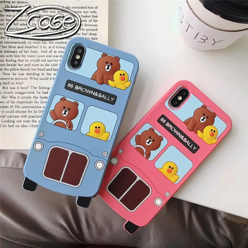 

Cute cartoon 3D bear small yellow duck mobile phone case for iPhone X XR XS Max soft silicone case for iPhone 8 7 6 6S Plus Capa