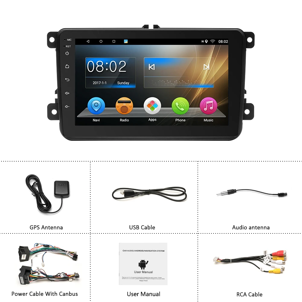 Best Camecho GPS Navigation Android 7.1 Car Radio Audio WIFI Bluetooth MP5 Multimedia Player 2 Din 8