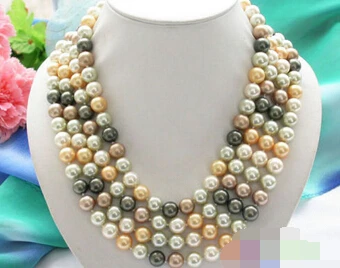 

Miss charm Jew856 Long 80" 10mm round Multicolor SOUTH SEA SHELL PEARL NECKLACE NEW