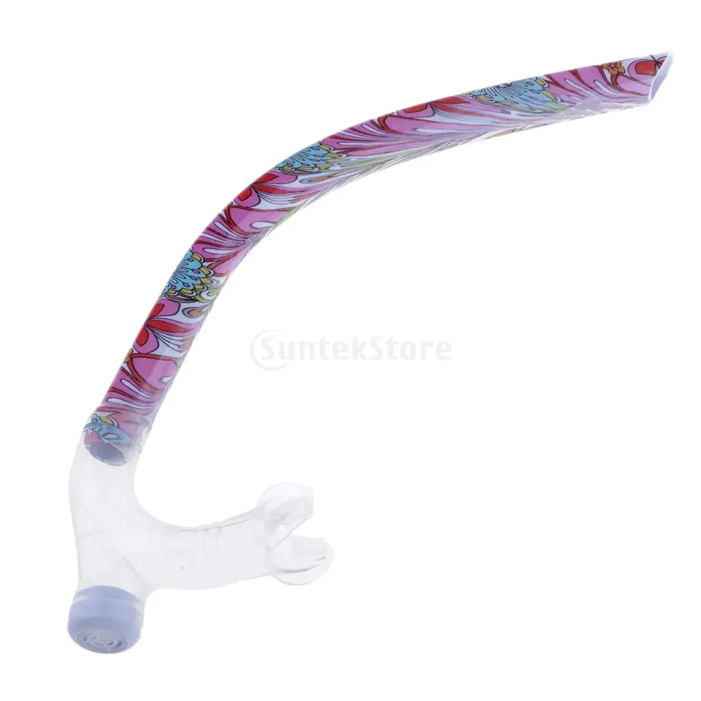 Front Snorkel for Swimmers Swimming Training Center Mount Comfort Silicone Mouthpiece Swim Snorkel Tube W/Adjustable Head Strap