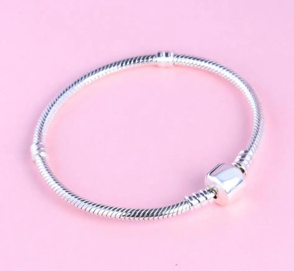 

100% 925 Sterling Silver Bracelets European Original Snake Chain Bracelet for GIFT 16-21CM Diy Beads Charms necklate Bracelet