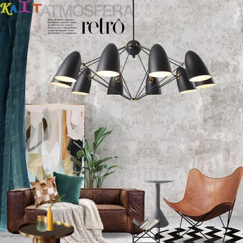 

KAIT Postmodern Wrought Iron chandeliers light E27 ceiling modern chandelier Lamp Black White Metal