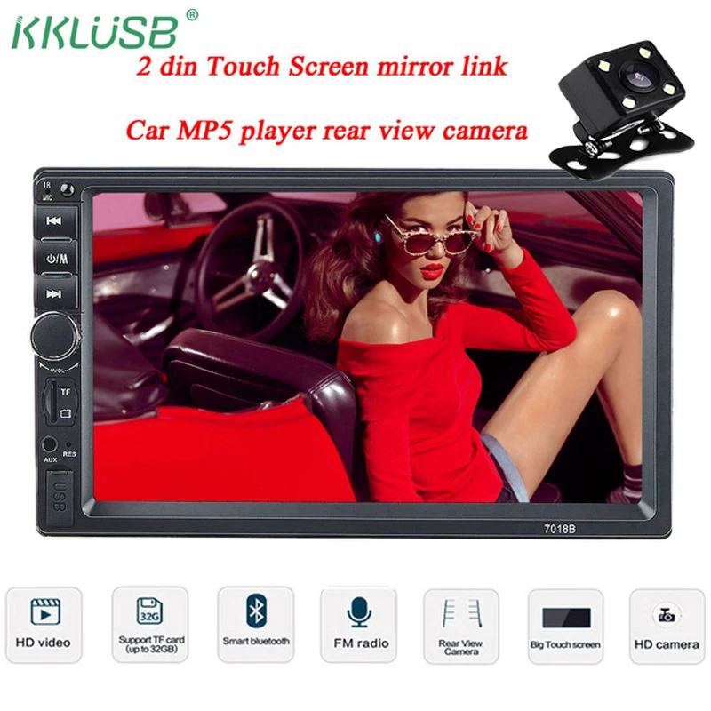 

autoradio 2 din General Car Models 7'' Touch Screen Bluetooth car radio player car audio aux Rear View Camera mirror link 7018b