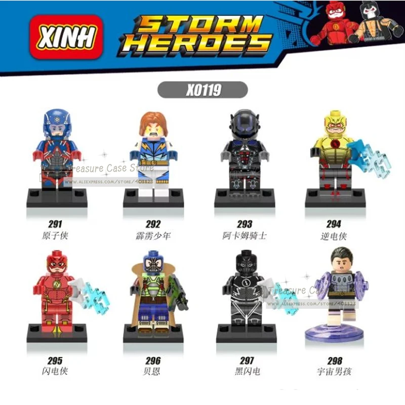 

NO.291-298 THE ATOM Lightning Lad Arkham Knight Marvel Flash The Flash Bane Black Flash figure Super Hero Building Toys Blocks