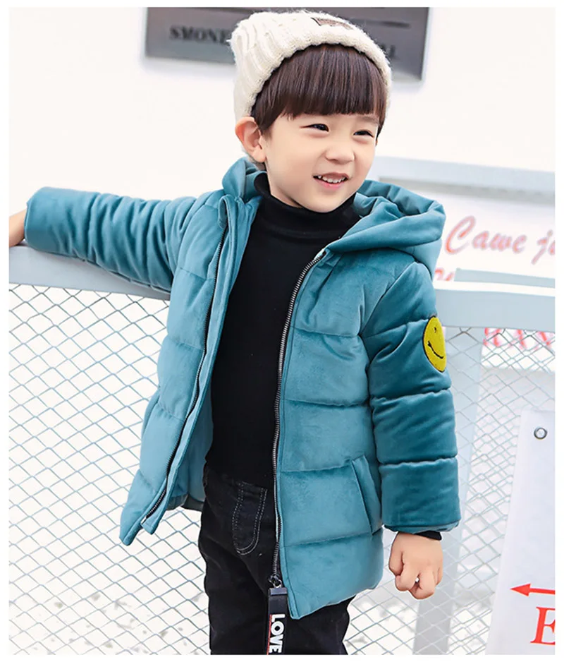 Winter warm gold velvet jacket for boys kids solid hooded down jacket for boys children coats outwear boy clothes (6)