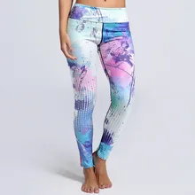 Женские Эластичные Обтягивающие Брюки с цветной печатью для тренировок в тренажерном зале для йоги бега занятий спортом леггинсы для фитнеса Прямая поставка
