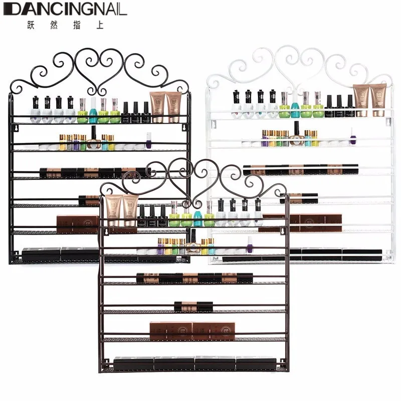 

Metal Nail Polish Bottles Wall Rack Mounted Organizer Display Storage Shelf Makeup Organizer 3 Color 6 Tier