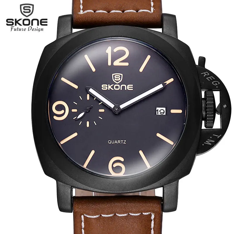 Prix pour Boutique Édition SKONE Hommes Montre De Luxe de Marque Bracelet En Cuir Montre Date 1950 Armée Militaire Sport Montre-Bracelet relogio masculino Prix pour Boutique Édition SKONE Hommes Montre De Luxe de Marque Bracelet En Cuir Montre Date 1950 Armée Militaire Sport Montre-Bracelet relogio masculino